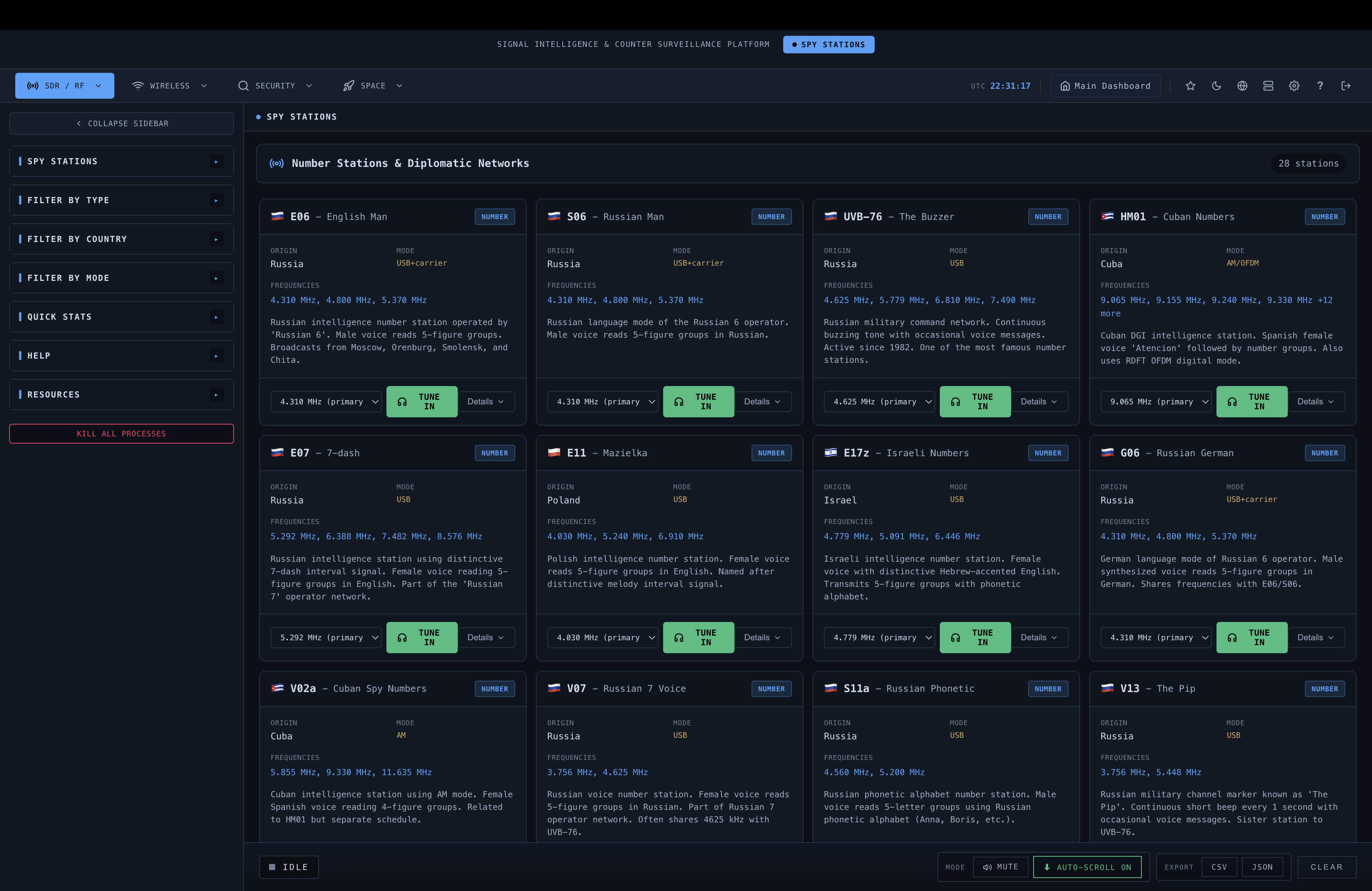 Spy Stations Database